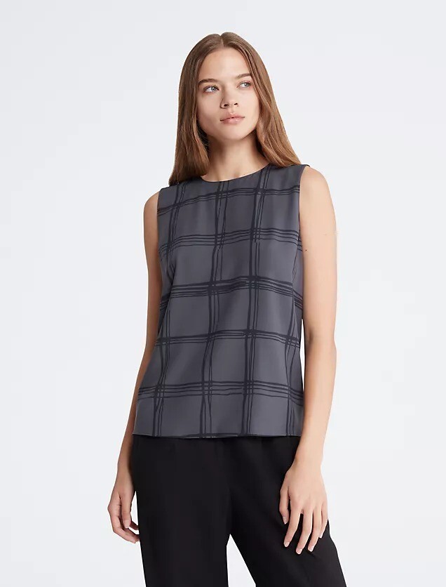 

Топ Calvin Klein Check Sleeveless, серый