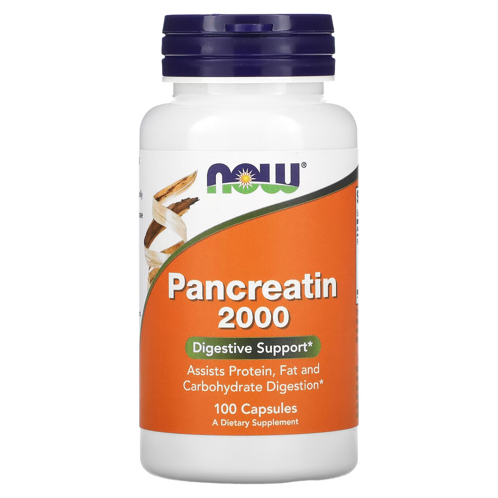 NOW Foods, панкреатин, 200 мг, 100 капсул now foods панкреатин 10x 200 мг 250 капсул