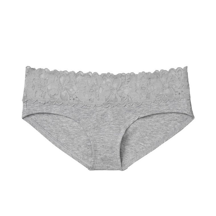 

Трусы Victoria's Secret Lace Waist Cotton Hiphugger, серый