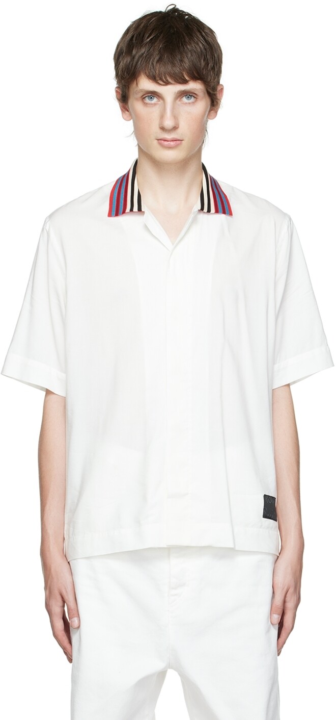 

Белая вязаная рубашка с воротником Paul Smith