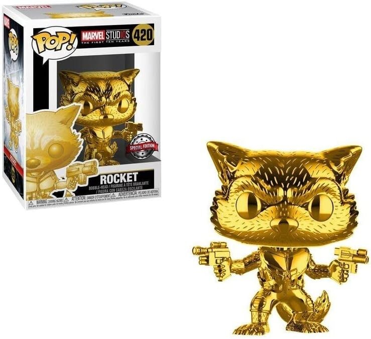 

Фигурка Funko Pop! Marvel Studios 10th Anniversary 420 Guardians of The Galaxy Rocket Raccoon Gold Chrome Exclusive