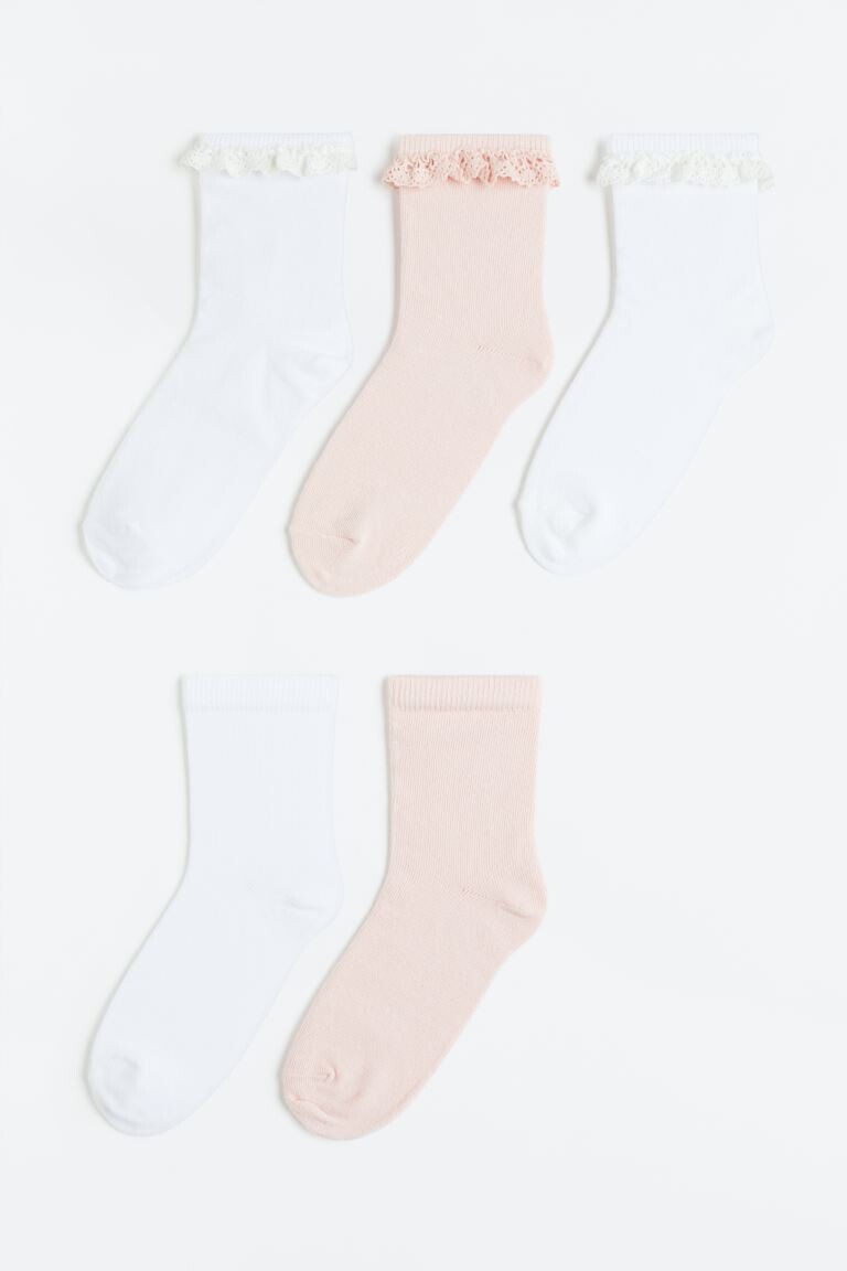 

5 пар носков H&M, белый/пудрово-розовый
