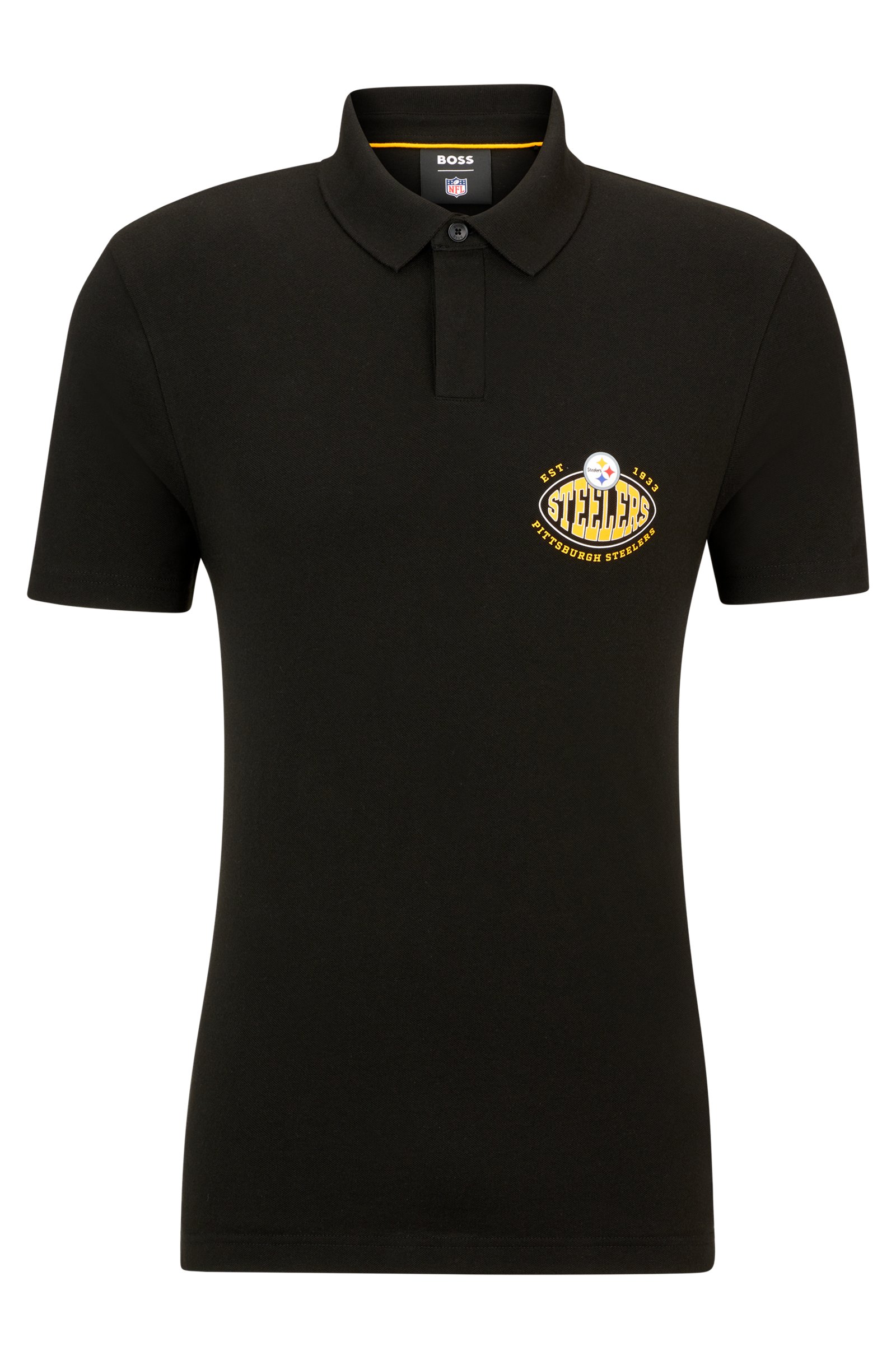 Футболка поло Boss X Nfl Cotton-piqué Collaborative Branding, Steelers футболка поло boss x nfl cotton piqué with collaborative branding rams черный