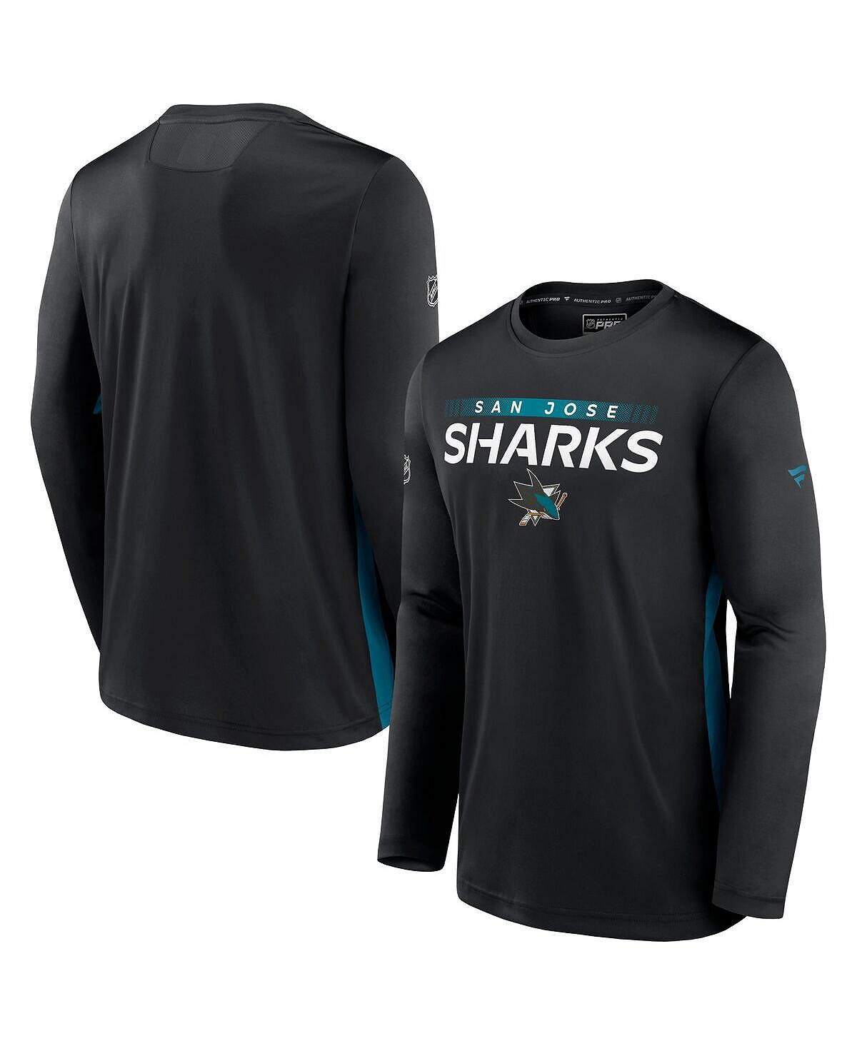 

Мужская фирменная черная футболка с длинным рукавом san jose sharks authentic pro rink performance Fanatics, черный