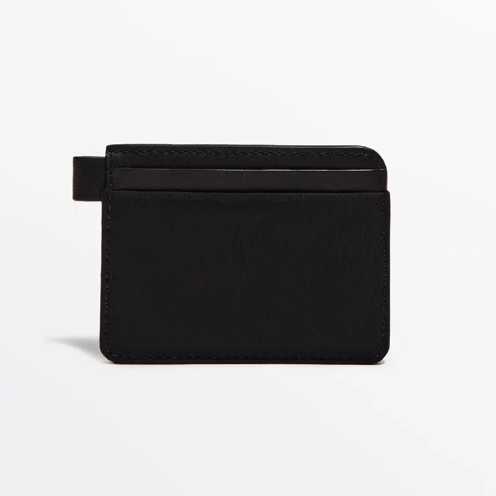 

Визитница Massimo Dutti Contrast Nylon With Leather Details - Studio, черный