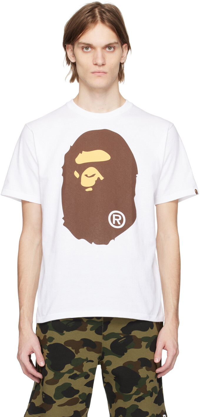 

Белая футболка с головой обезьяны BAPE, Белый