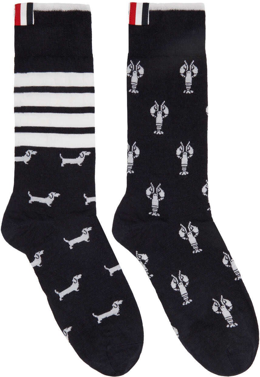 

Темно-синие носки с 4 полосками Hector Lobster Thom Browne