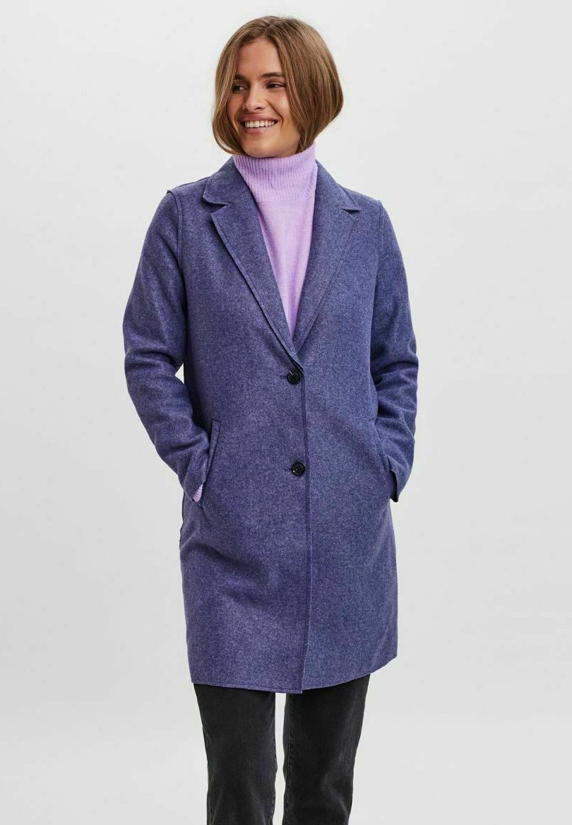 Пальто короткое Vero Moda с глубоким вырезом, синий пальто короткое vero moda curve с узором коричневый