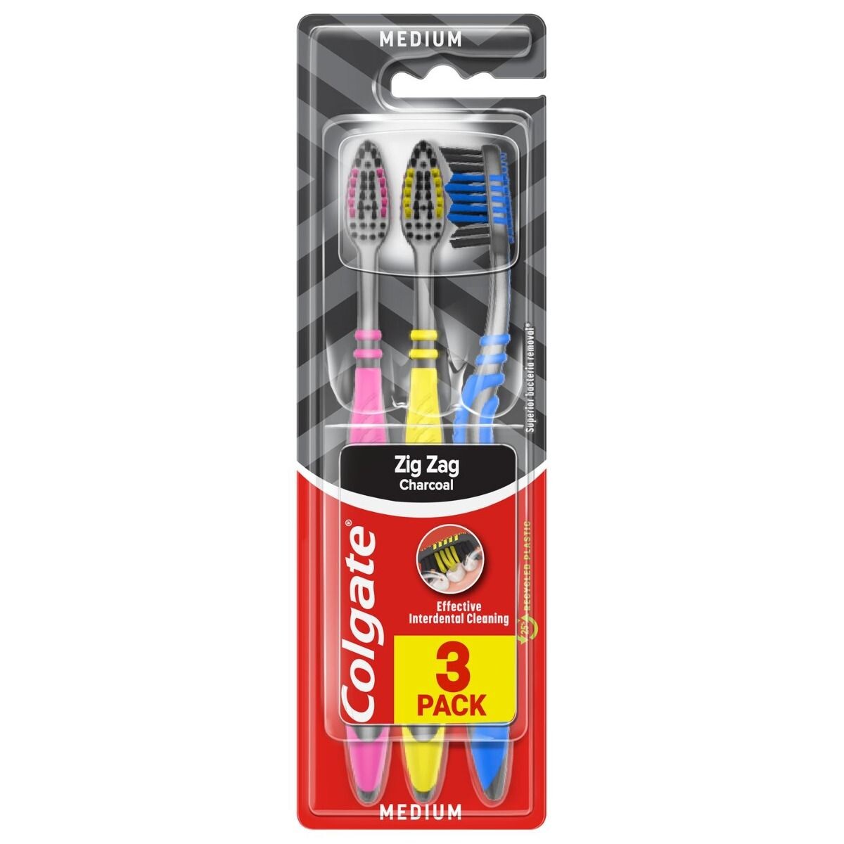 

Colgate Zig Zag Charcoal Medium зубная щетка, 3 op.