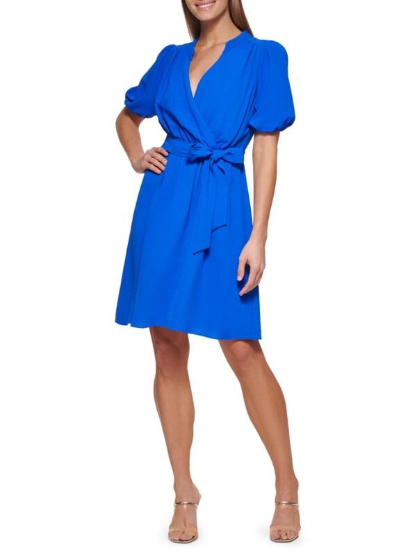 

Платье из жатой ткани с поясом DKNY Cobalt