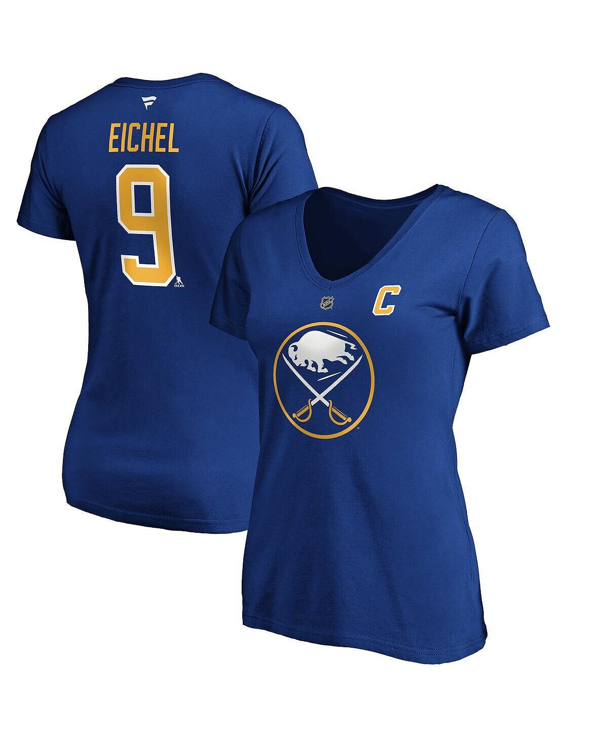 

Женская футболка с v-образным вырезом и фирменным логотипом Jack Eichel Royal Buffalo Sabers, аутентичное имя и номер Stack Fanatics