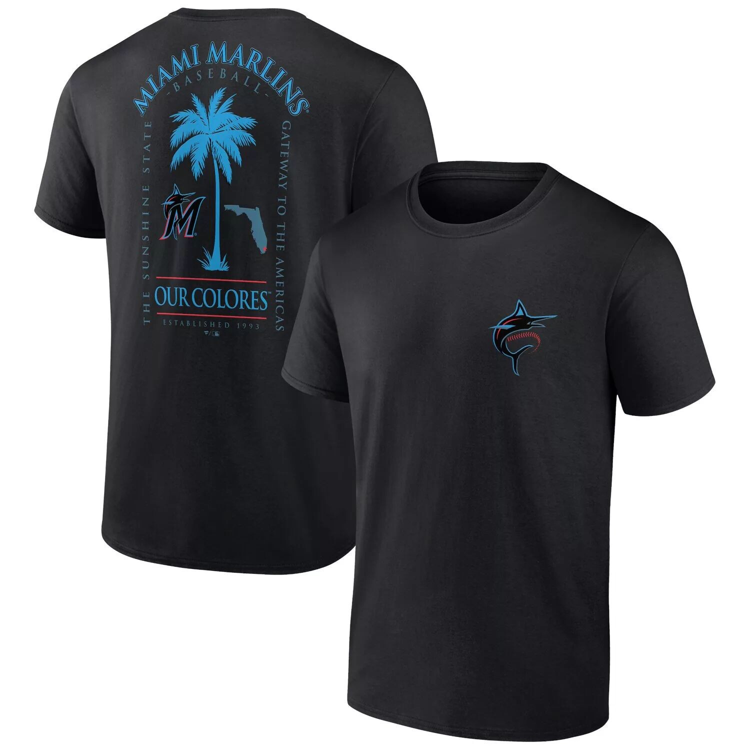 

Мужская черная фирменная футболка Miami Marlins Iconic Bring It Fanatics