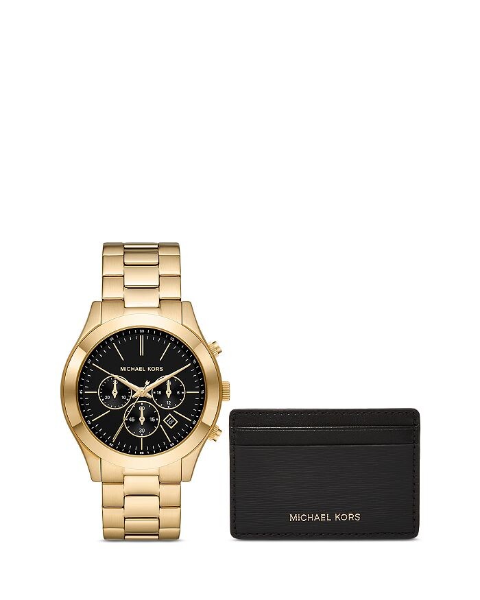 

Часы Slim Runway Chronograph, 44mm Gift Set Michael Kors, черный