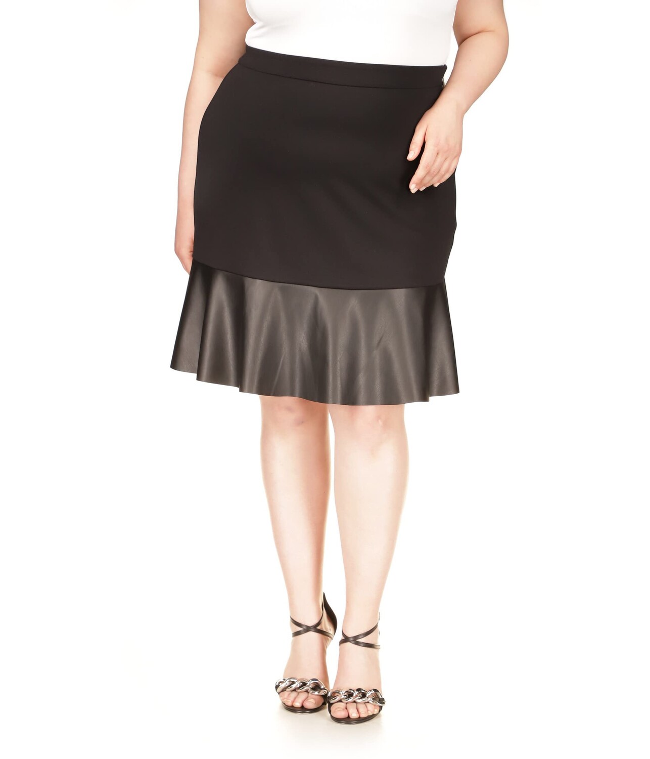 

Юбка MICHAEL Michael Kors, Plus Size Ponte Leather Mix Skirt