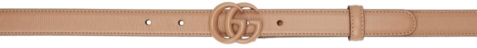 

Бежевый тонкий ремень с узором GG Marmont Gucci