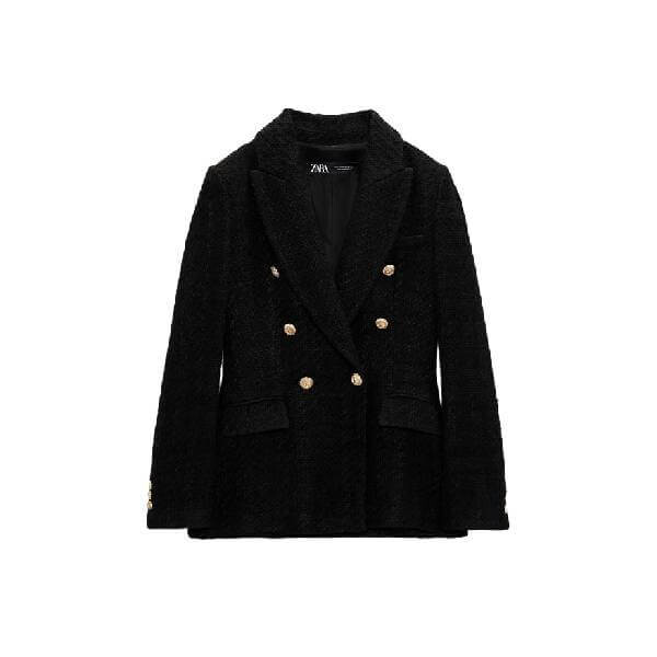

Блейзер Zara Textured Double-breasted, черный