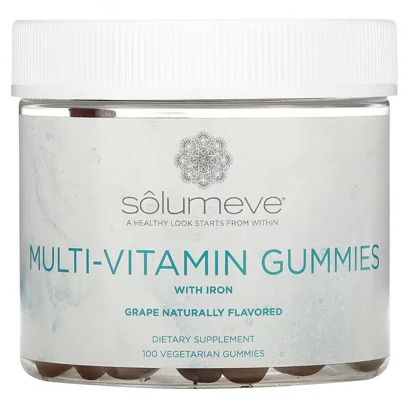Мультивитамины Solumeve со вкусом винограда без желатина, 100 жевательных таблеток naturelo цельнопищевые мультивитаминные жевательные мармеладки для детей ягодный вкус 90 шт