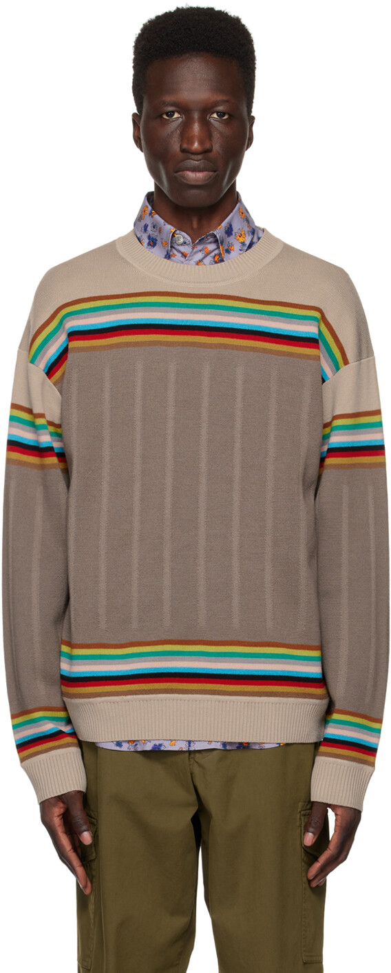 

Коричневый свитер в фирменную полоску Paul Smith