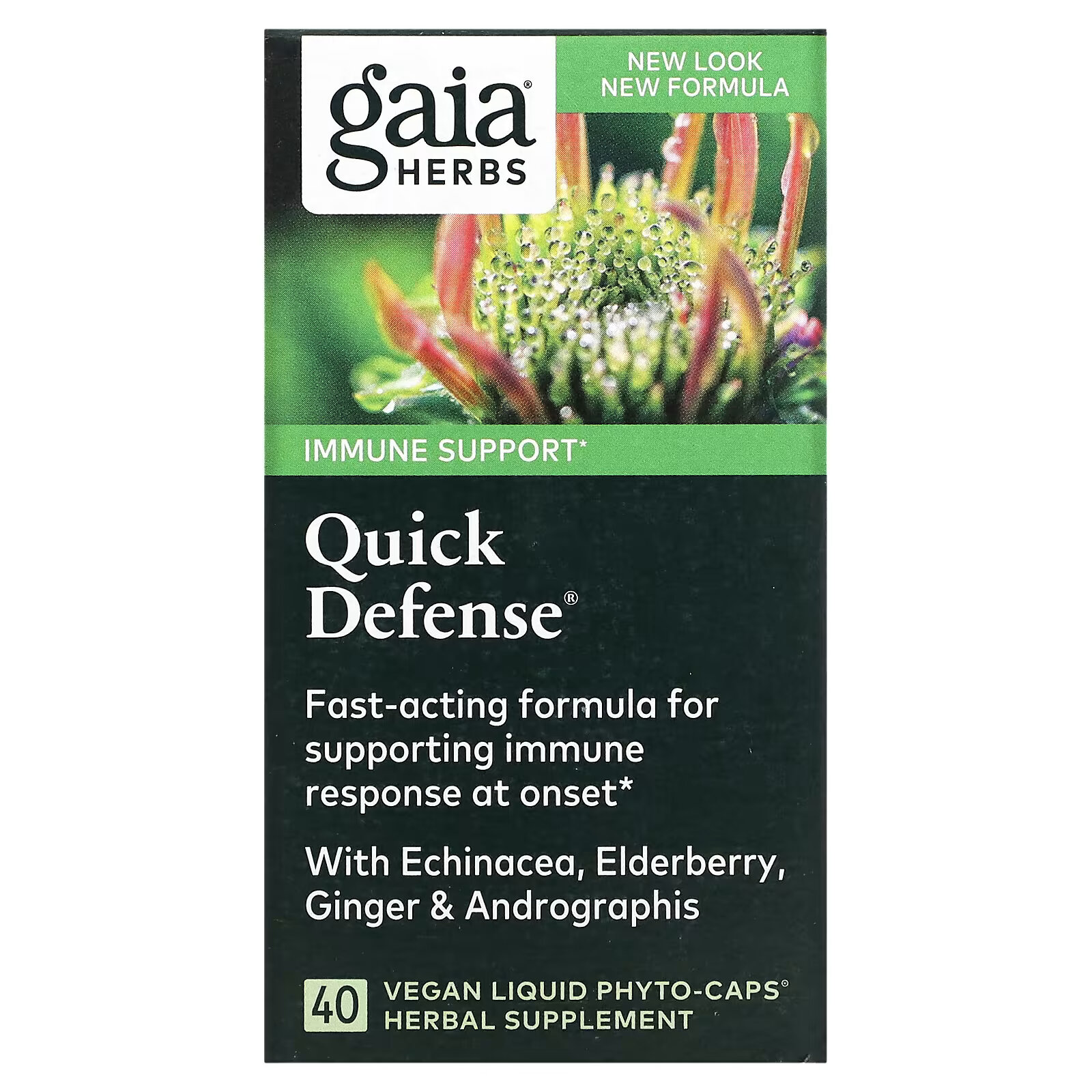 Gaia Herbs, Quick Defense, 40 веганских капсул Liquid Phyto-Caps gaia herbs корица 120 веганских капсул liquid phyto caps