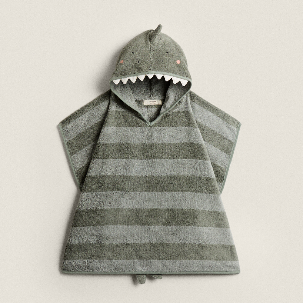 Пончо-акула Zara Home Children’s Shark, серый детское хлопковое полотенце накидка минни маус с капюшоном