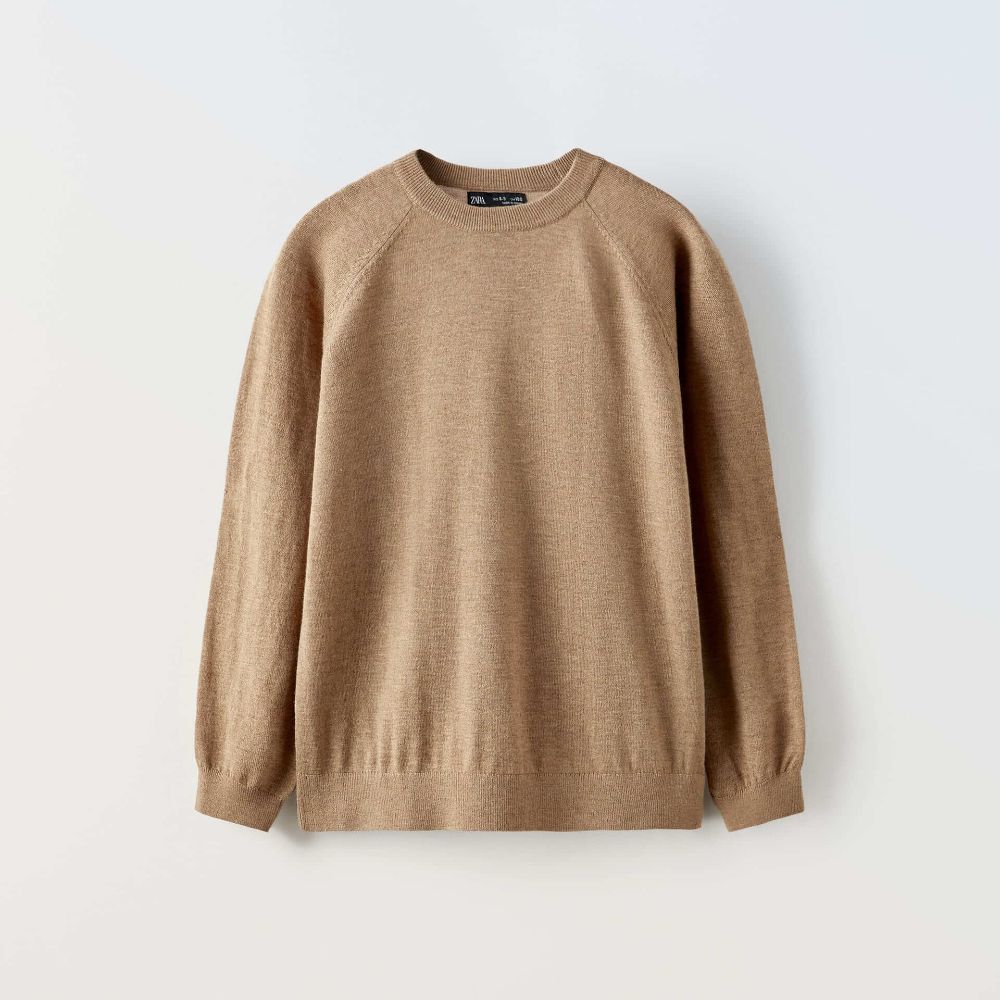 Свитер Zara True Neutrals Embroidered, светло-коричневый свитер zara true neutrals embroidered светло коричневый