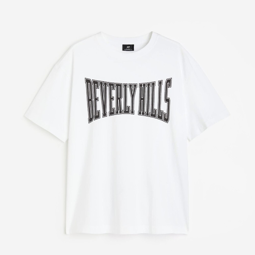 

Футболка H&M Relaxed Fit Printed Beverly Hills, белый