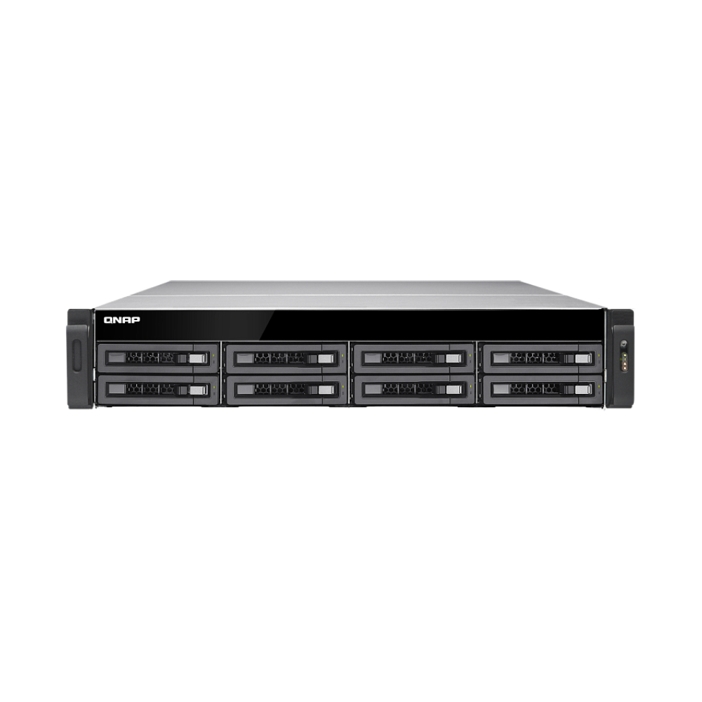 Серверное сетевое хранилище QNAP TS-EC880U-RP, 8 отсеков, 4 ГБ, без дисков, черный цена и фото