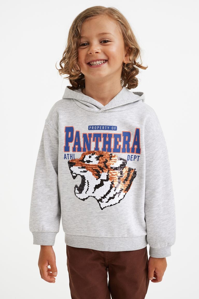 

Двусторонняя толстовка с пайетками H&M Panthera, светло-серый меланж