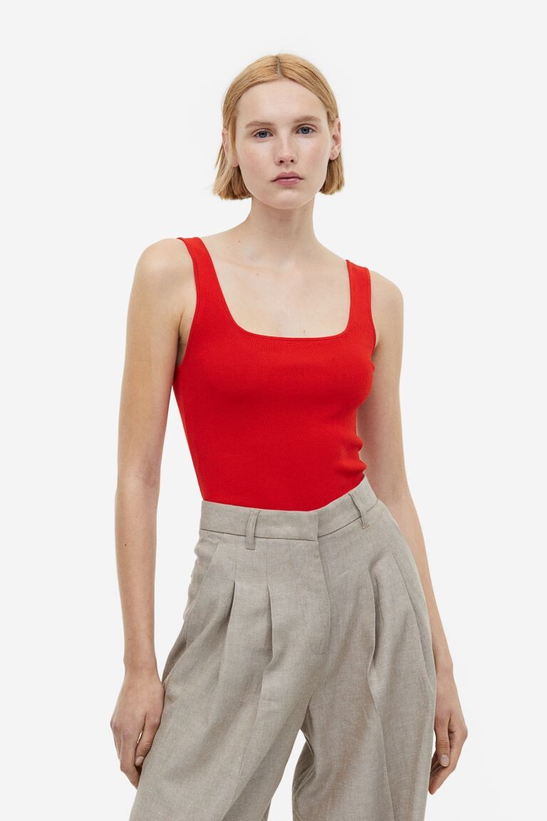 

Майка в рубчик H&M, красный