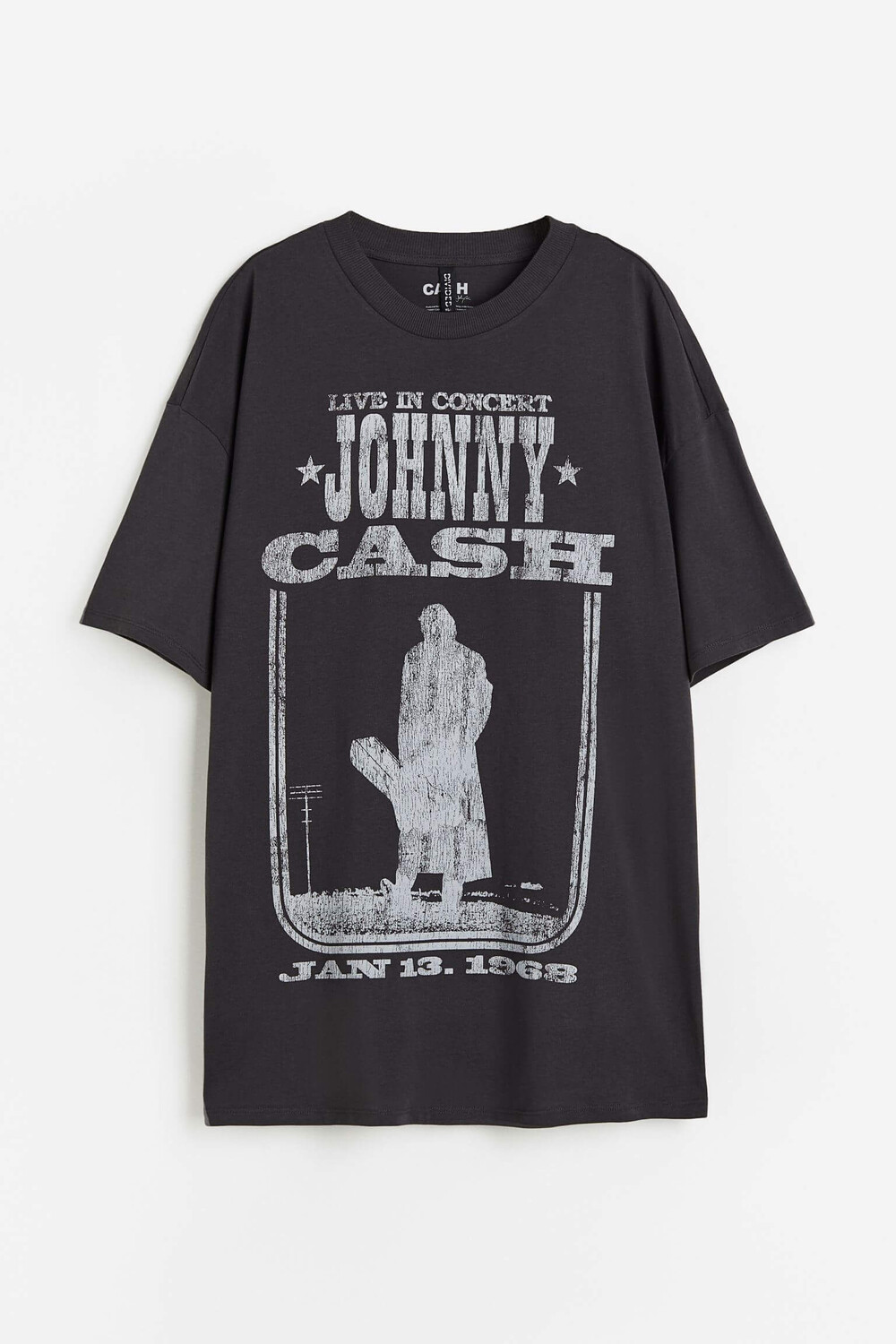 

Футболка H&M Johnny Cash Oversized Printed, черный