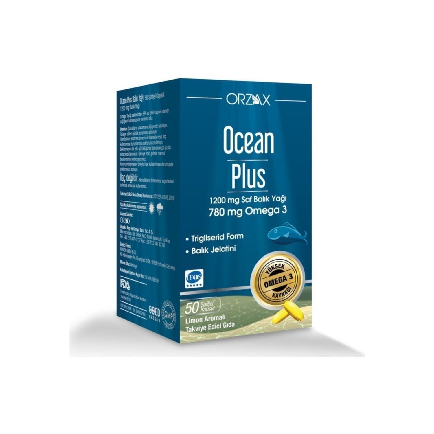 Омега-3 Plus Orzax Ocean 1200 мг, 50 капсул омега 3 ocean plus 1200 мг 50 капсул сироп ocean orange