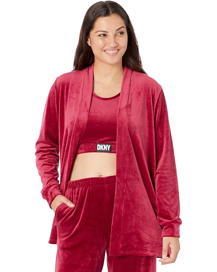 Пижамный комплект DKNY Long Sleeve Layer Crop Tank Pants Set, цвет Rumba Red