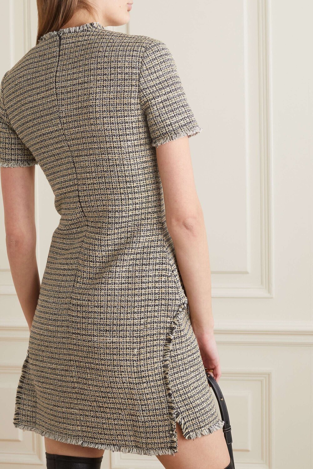 

PROENZA SCHOULER WHITE LABEL Твидовое мини-платье с бахромой и бахромой, желтый