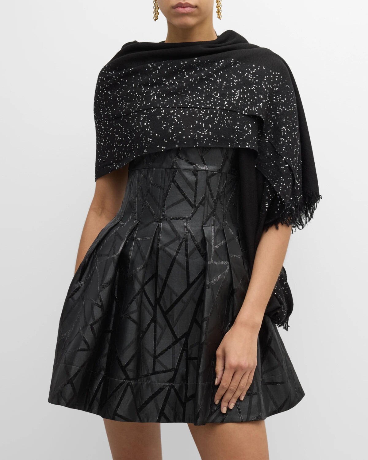 

Шарф из смесовой шерсти с пайетками Faliero Sarti, цвет Black