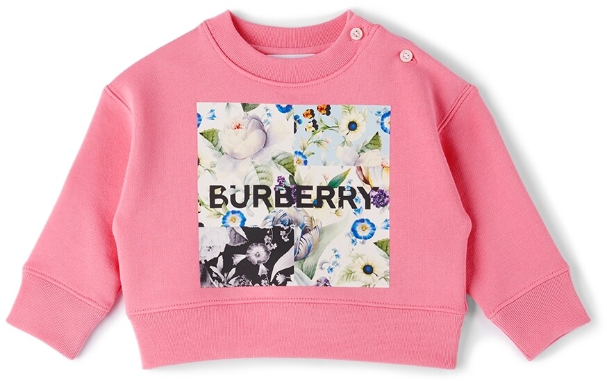 

Детский розовый свитер с логотипом и цветочным принтом Burberry