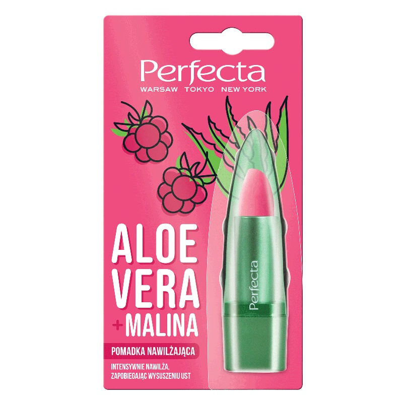 

Perfecta Увлажняющая губная помада Aloe Vera с алоэ вера и малиной 5г