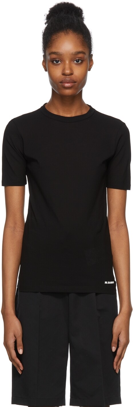

Черная футболка с логотипом Jil Sander