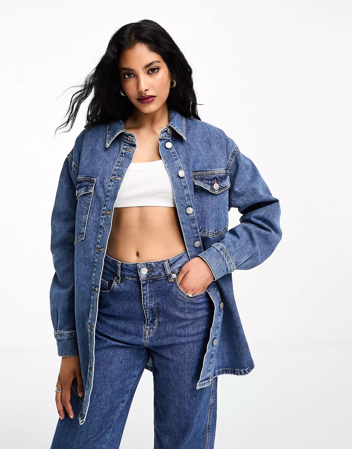 

Куртка джинсовая Selected Femme Oversized Denim Co-ord, синий