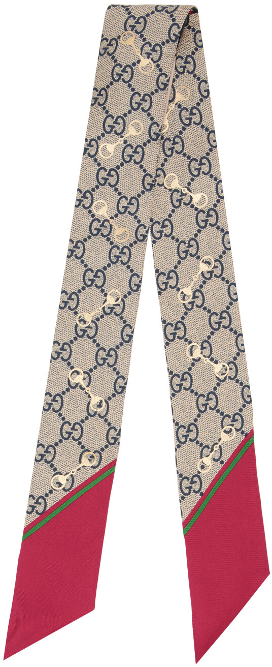 

Бежевый шарф с узором GG Horsebit Gucci
