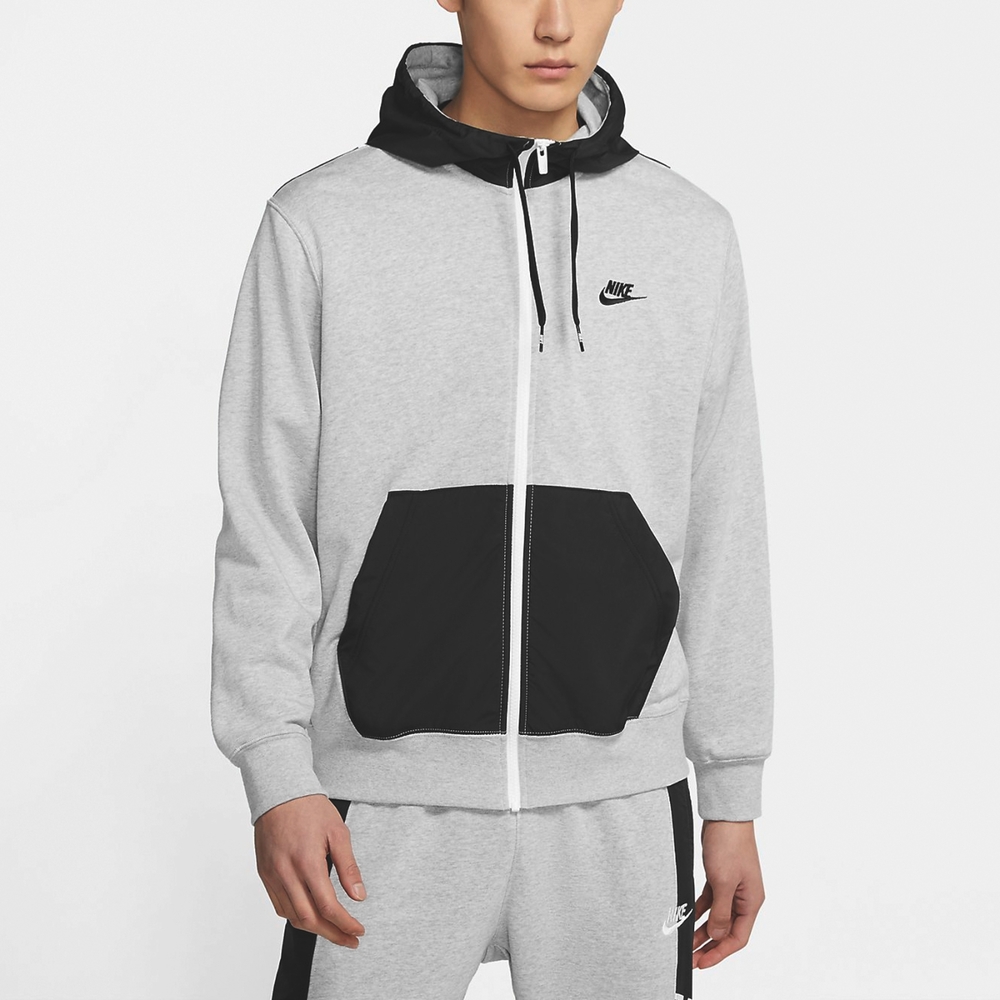 Толстовка Nike Sportswear Splicing Hooded, серый/черный фото