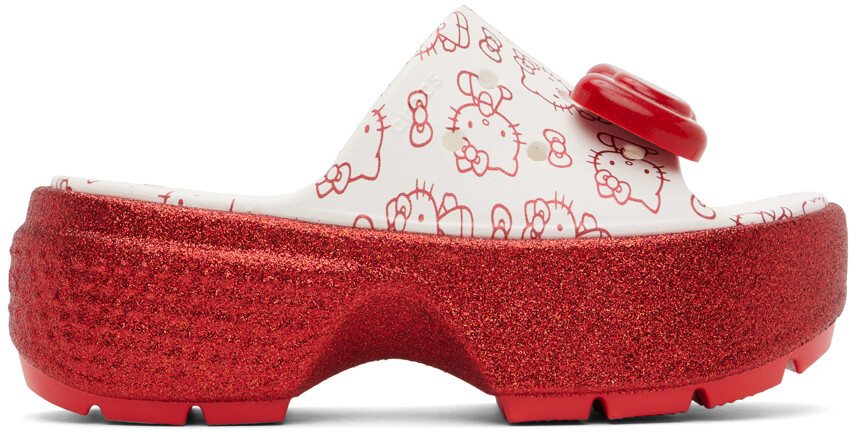

Бело-красные шлепанцы Hello Kitty Crocs