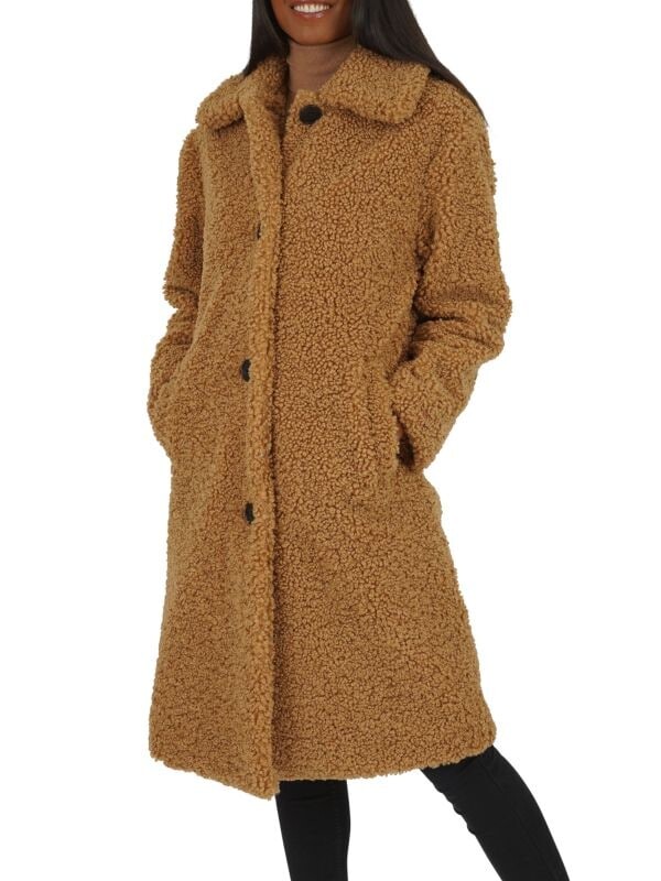 

Плюшевое пальто из искусственной овчины Kensie Camel, Коричневый