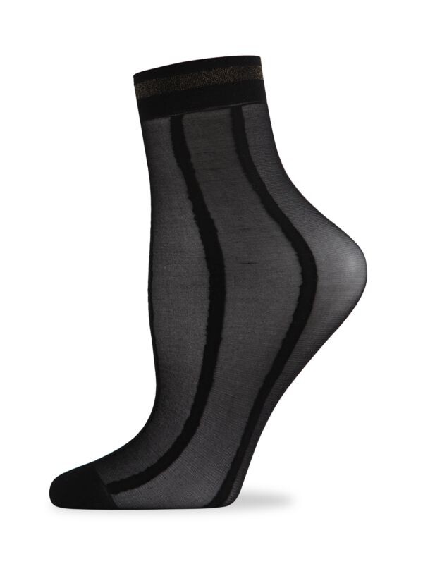 

Прозрачные носки до щиколотки в металлическую полоску Memoi Black