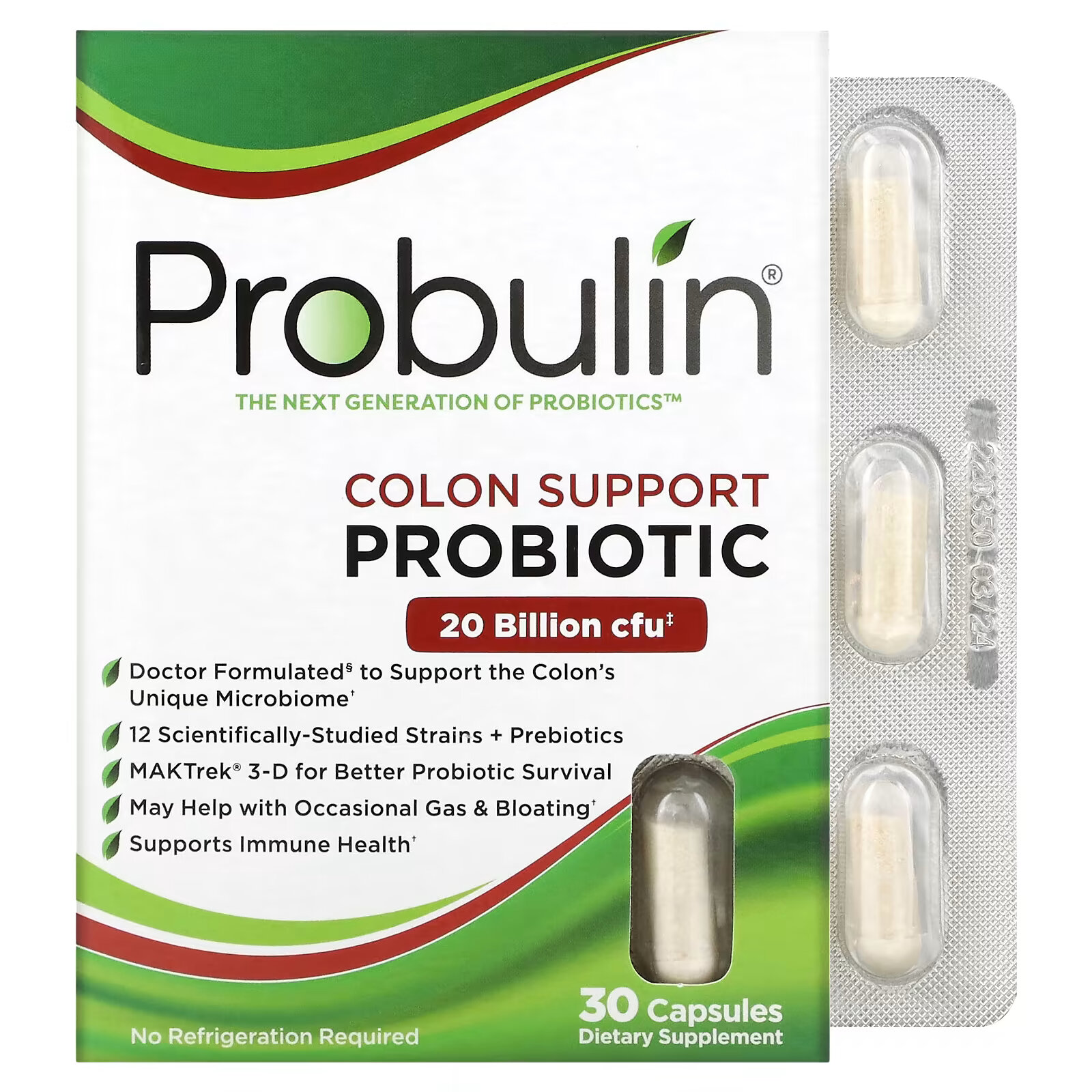 Probulin, Поддержка толстого кишечника, пробиотик, 30 капсул probulin пробиотик для поддержки кишечника 20 млрд кое 60 капсул
