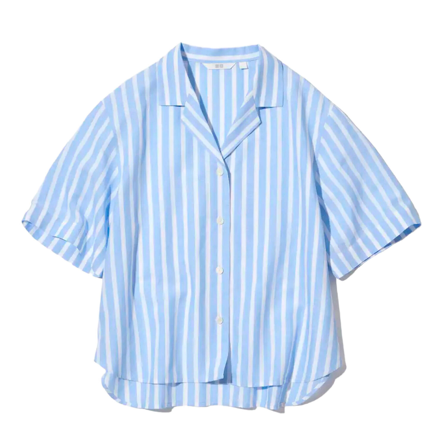 

Рубашка Uniqlo Linen Blend Short Sleeve, голубой