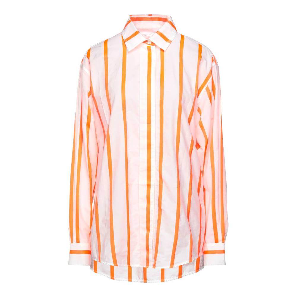 Рубашка Victoria Beckham, белый/оранжевый рубашка женская шифоновая в полоску элегантная свободная блуза с отложным воротником на пуговицах прямая повседневная удобная тонкая од