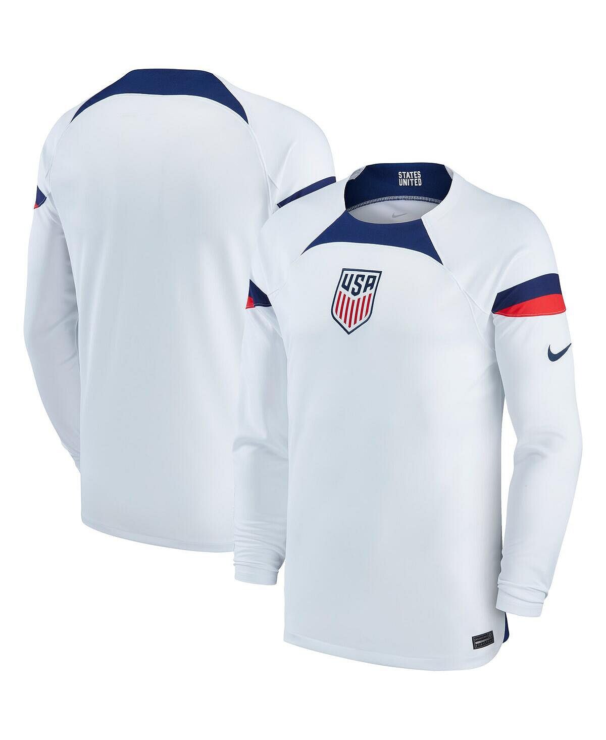 

Мужская белая футболка с длинным рукавом usmnt 2022/23 home breathe stadium replica blank Nike, белый