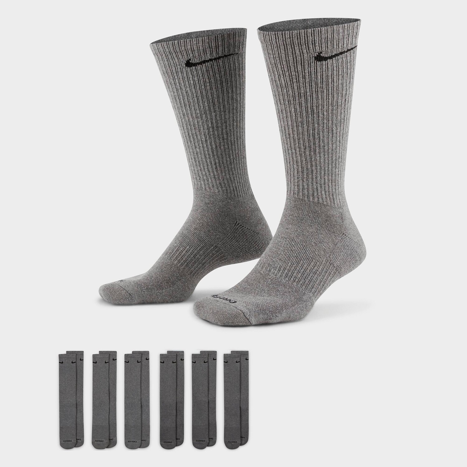 

Носки для тренинга Nike Everyday Plus Cushioned Crew (6 шт.), серый