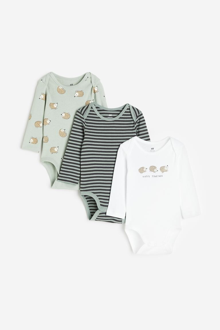 

Комплект из 3 боди с длинными рукавами H&M, зеленый