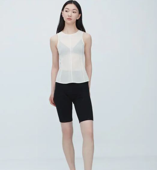 

Топ прозрачный без рукавов Uniqlo & Mame Kurogouchi Sheer Sleeveless, белый